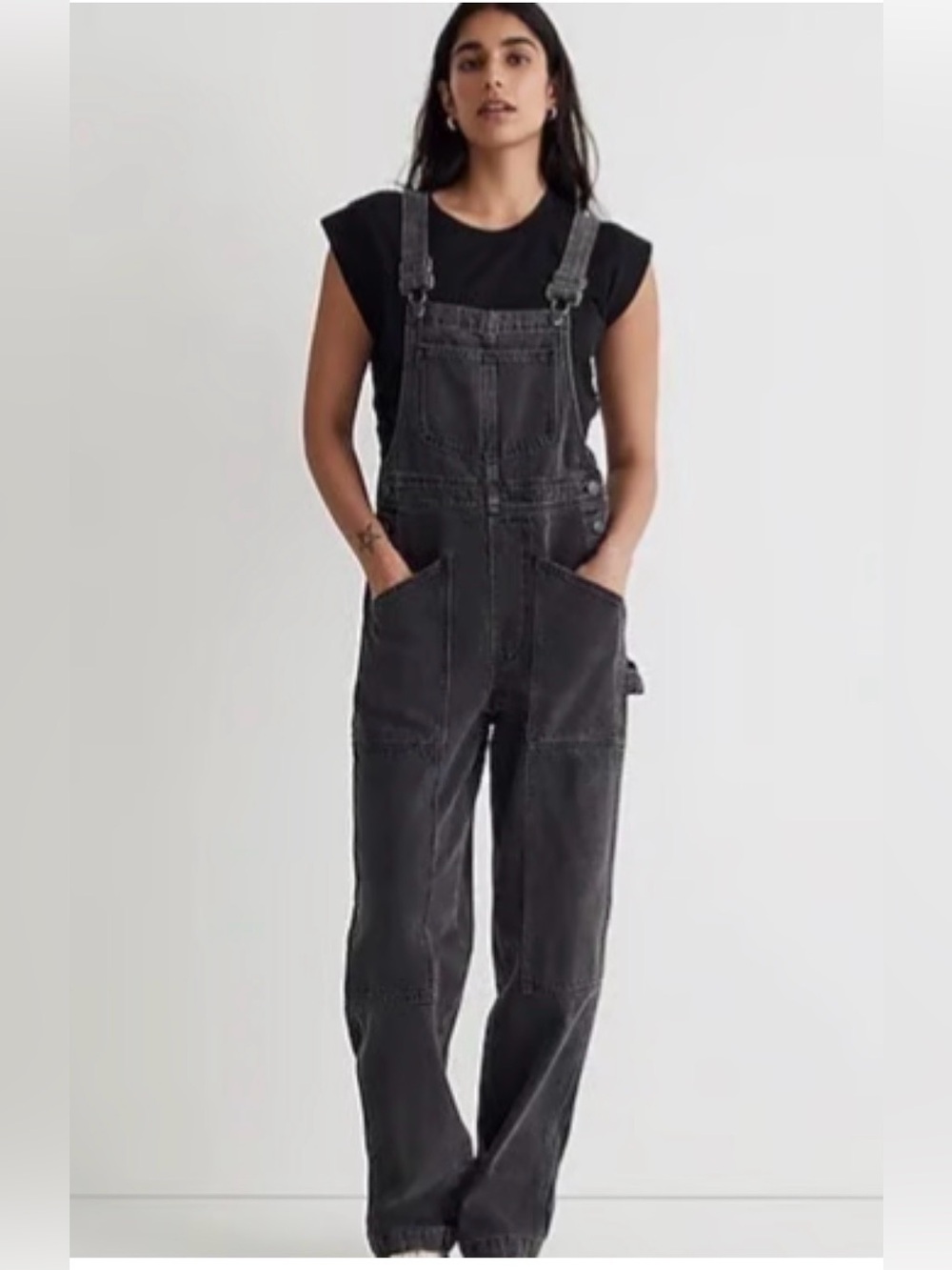 Madewell Washed Charcoal Denim Overalls